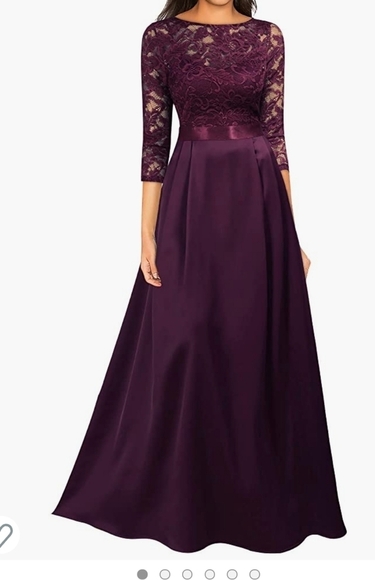 MIUSOL Wine Retro Lace and Satin Formal Maxi Dress Size S - Picture 1 of 7